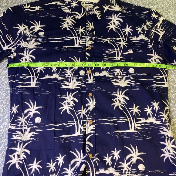 Eighth Avenue Blue & White Palm Print Cotton Button Down Shirt Men’s Size L - Picture 9 of 16